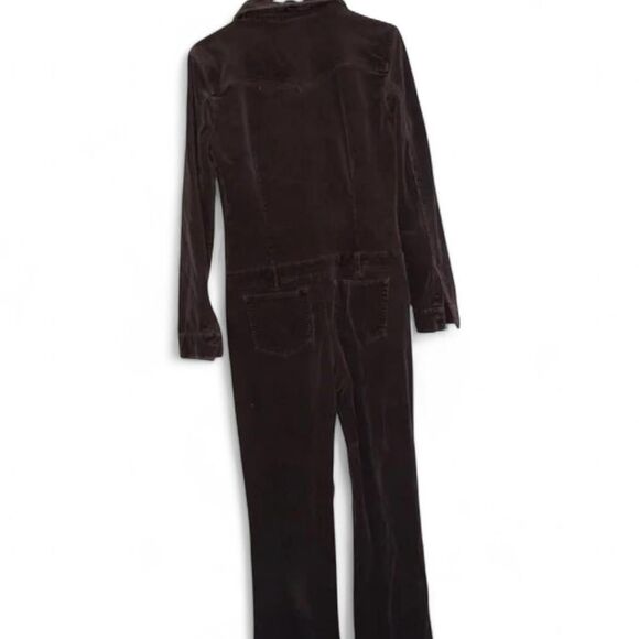 90's Y2K Chocolate Brown Corduroy Long Sleeve Zippered Jumpsuit. M. - Picture 10 of 11